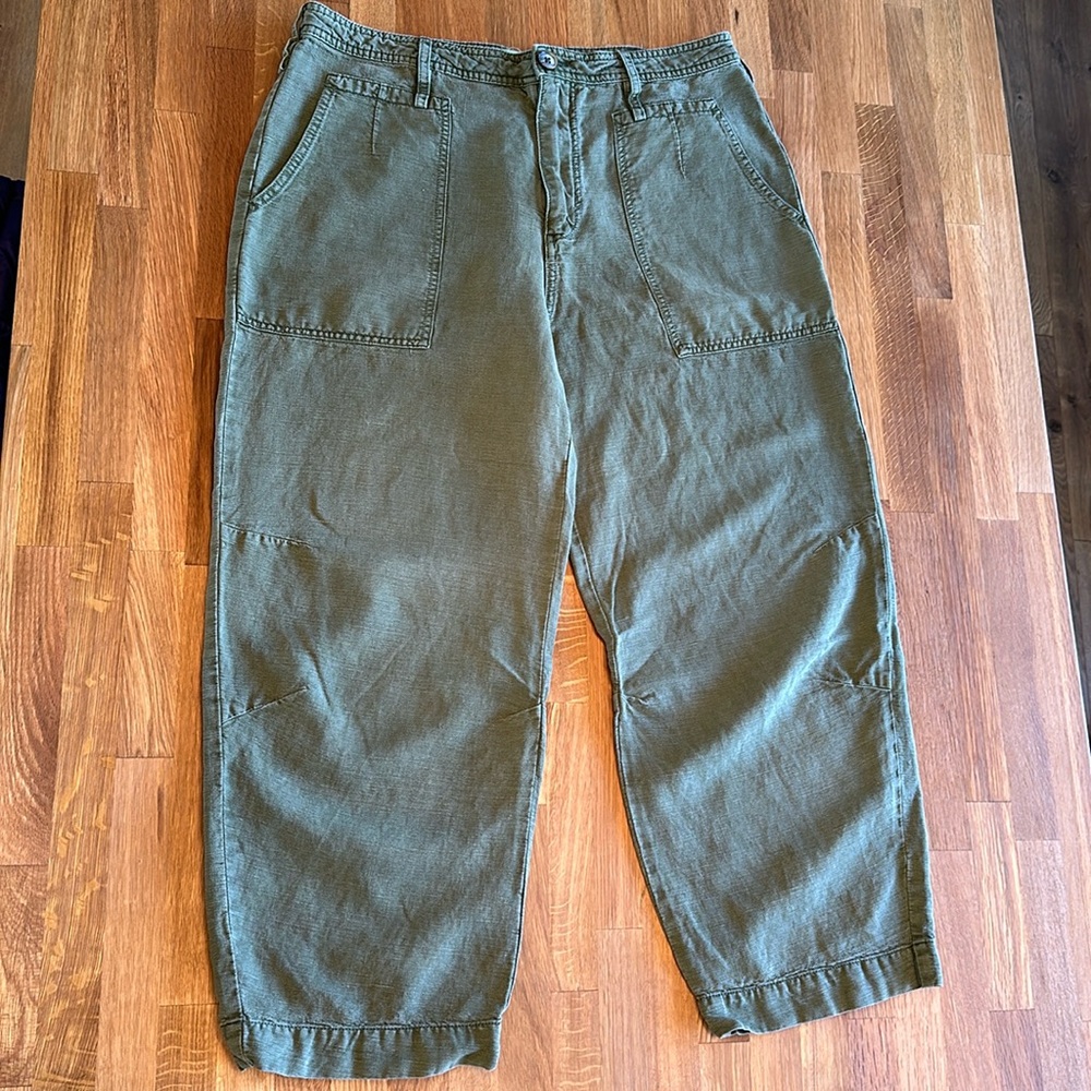 Anthropologie linen & lyocell army inspired crop pants, 30